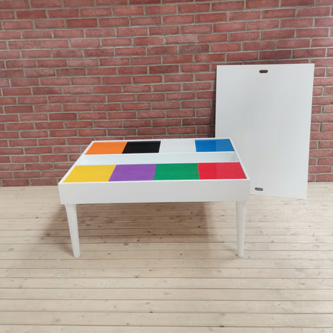 Lego Table open infront of a wall