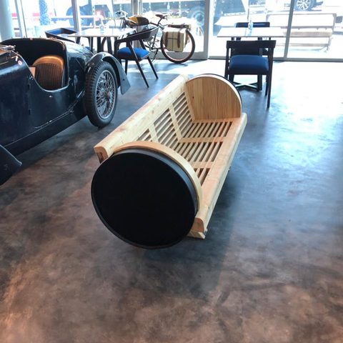 Barrel Bench at a cafe